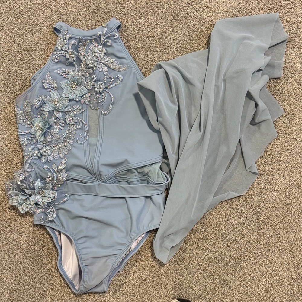 Cosi G Custom Designed Blue Embellished Halter dance costume women’s medium